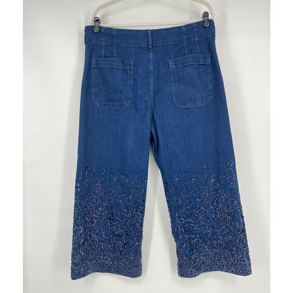 Maeve The Colette Cropped High Rise Wide Leg Jean Maeve Sequin Sparkle Size 33P - Picture 4 of 11